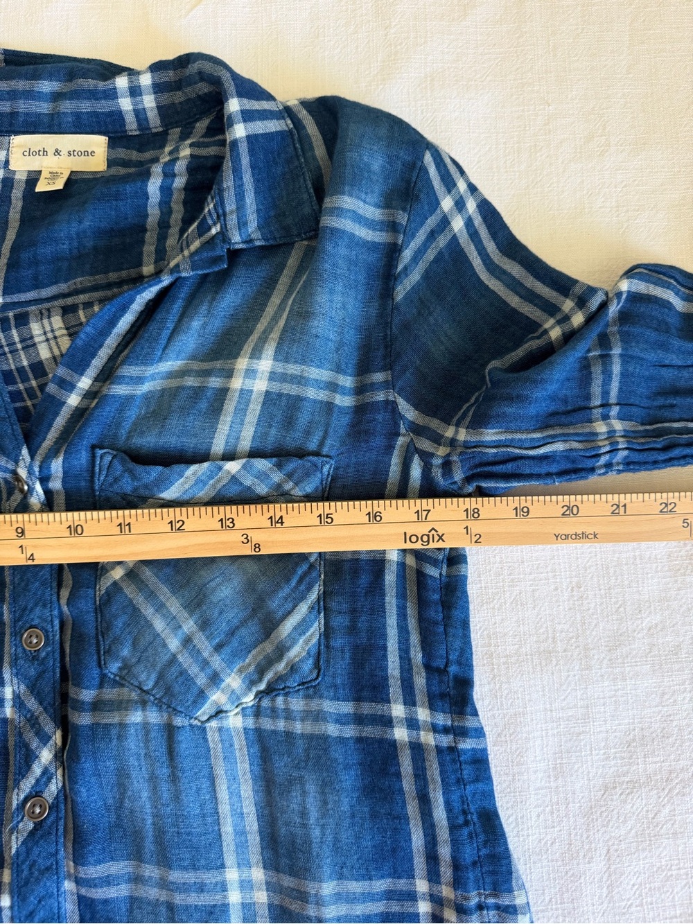 Cloth&Stone Women's Brechen  Blue Plaid Button-Up Shirt - Picture 9 of 10